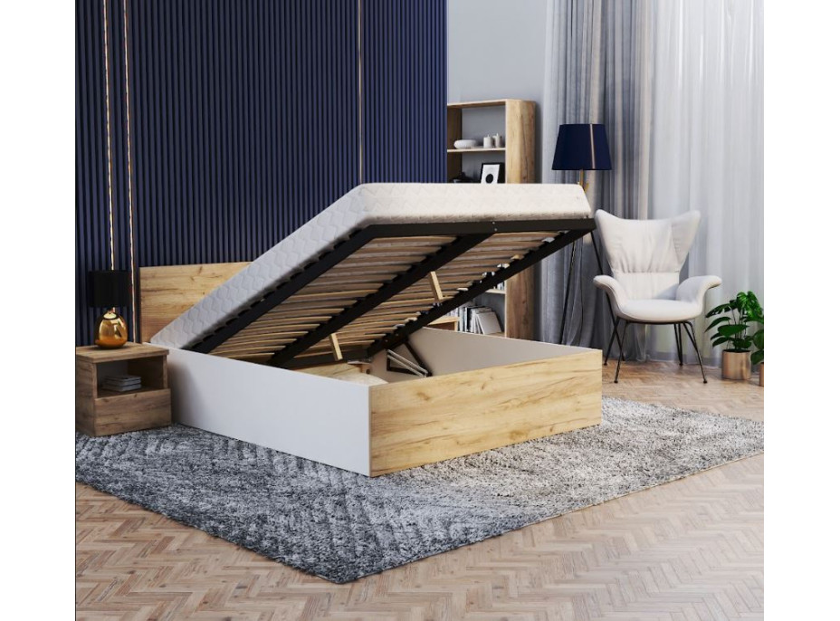 Postel PANAMA 200x180 cm - bílá/dub craft
