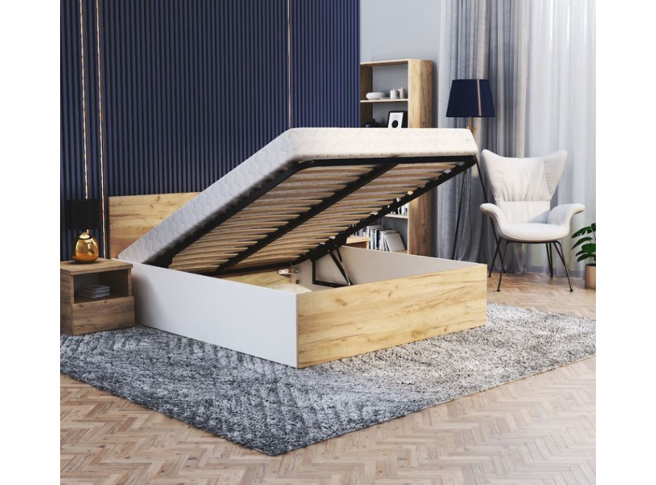 Postel PANAMA 200x120 cm - bílá/dub craft