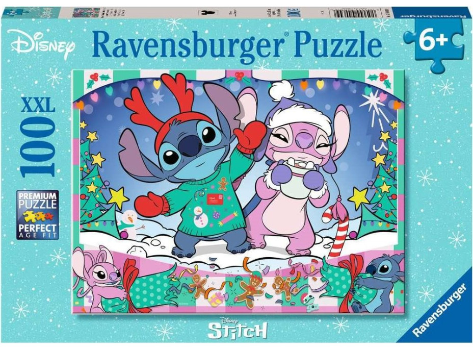 RAVENSBURGER Puzzle Disney: Stitch o Vánocích XXL 100 dílků