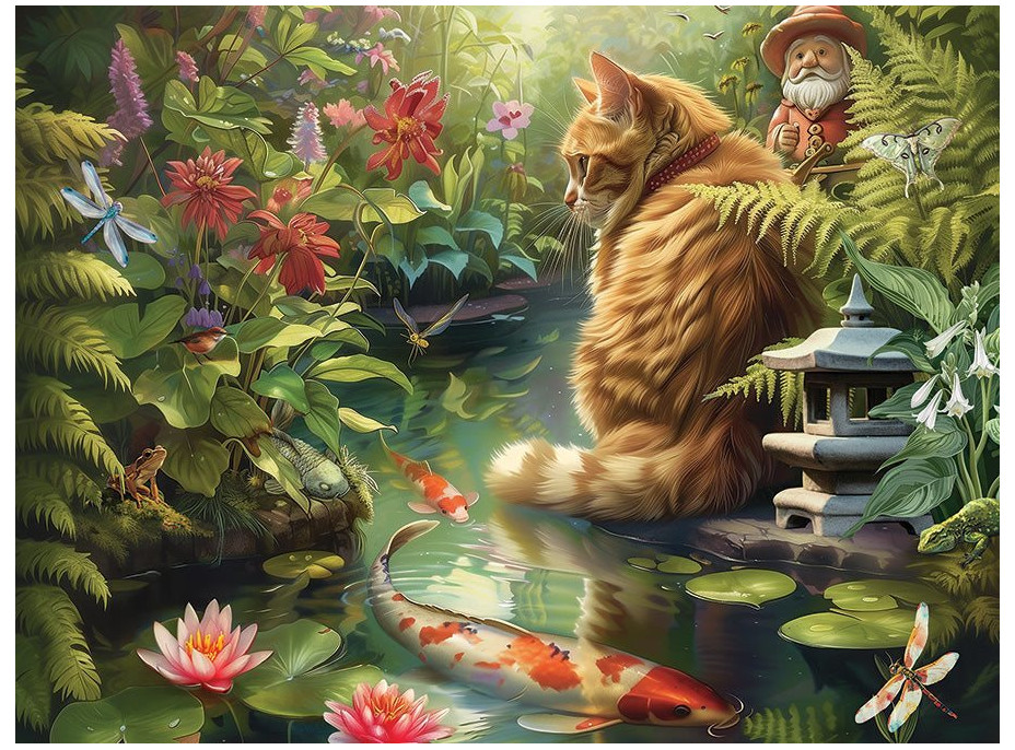 COBBLE HILL Puzzle Kočka a Koi kapři XL 275 dílků
