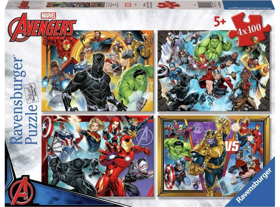 RAVENSBURGER Puzzle Marvel: Avengers 4x100 dílků