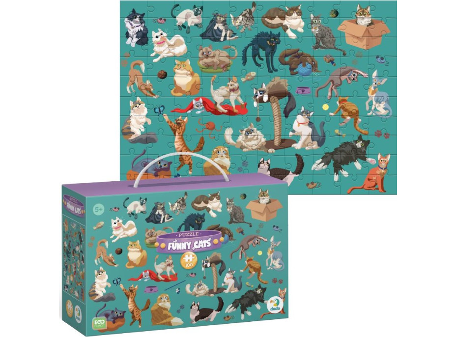DODO Puzzle Zábavné kočky 100 dílků
