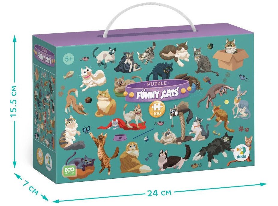 DODO Puzzle Zábavné kočky 100 dílků