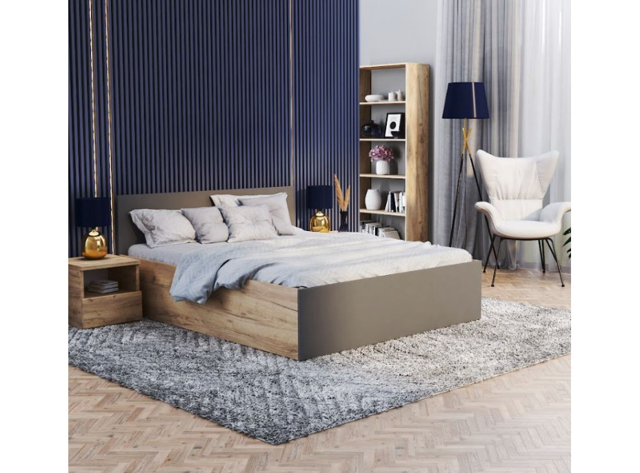 Postel PANAMA 200x180 cm - dub craft/šedá
