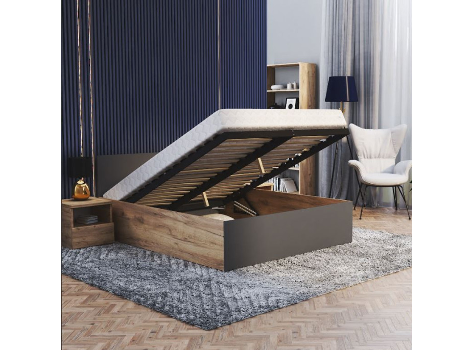 Postel PANAMA 200x180 cm - dub craft/šedá