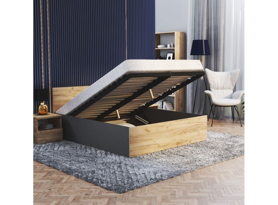Postel PANAMA 200x180 cm - šedá/dub craft