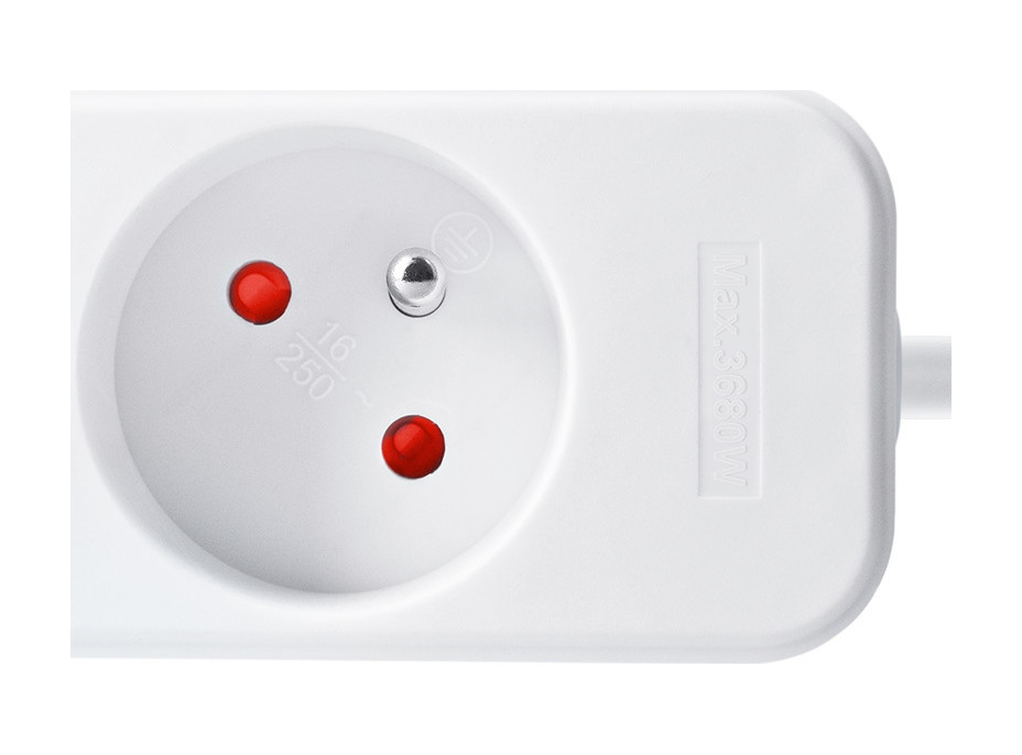 Solight prodlužovací přívod 3m, 3 zásuvky, 16A/3680W, PVC, bílý