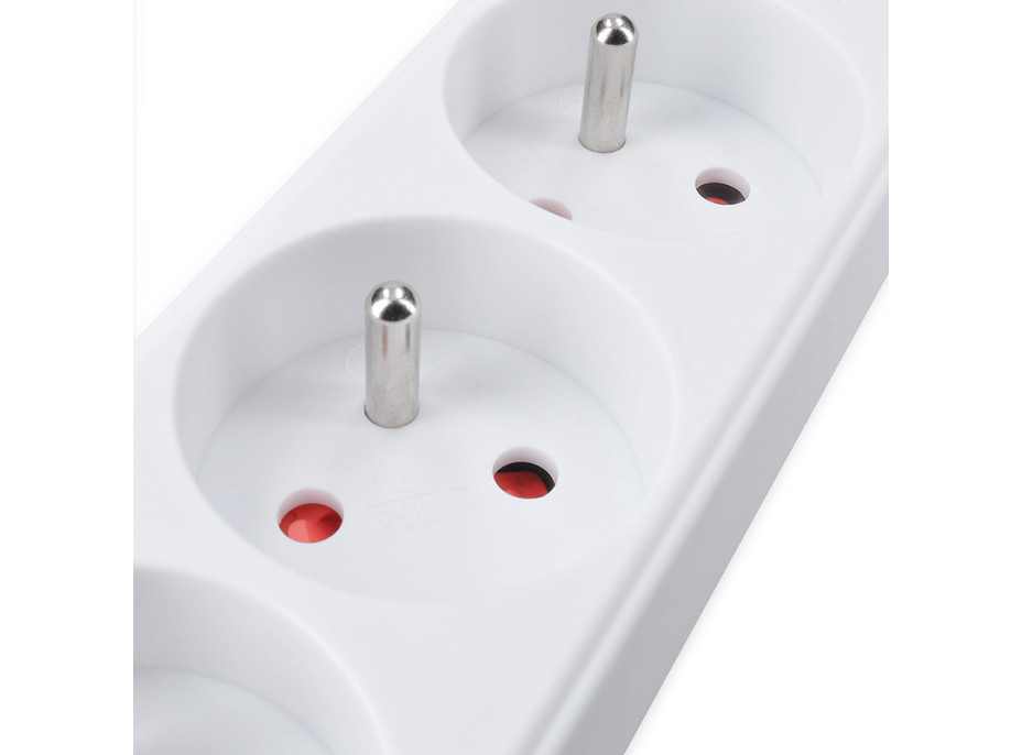 Solight prodlužovací přívod 3m, 3 zásuvky, 16A/3680W, PVC, bílý