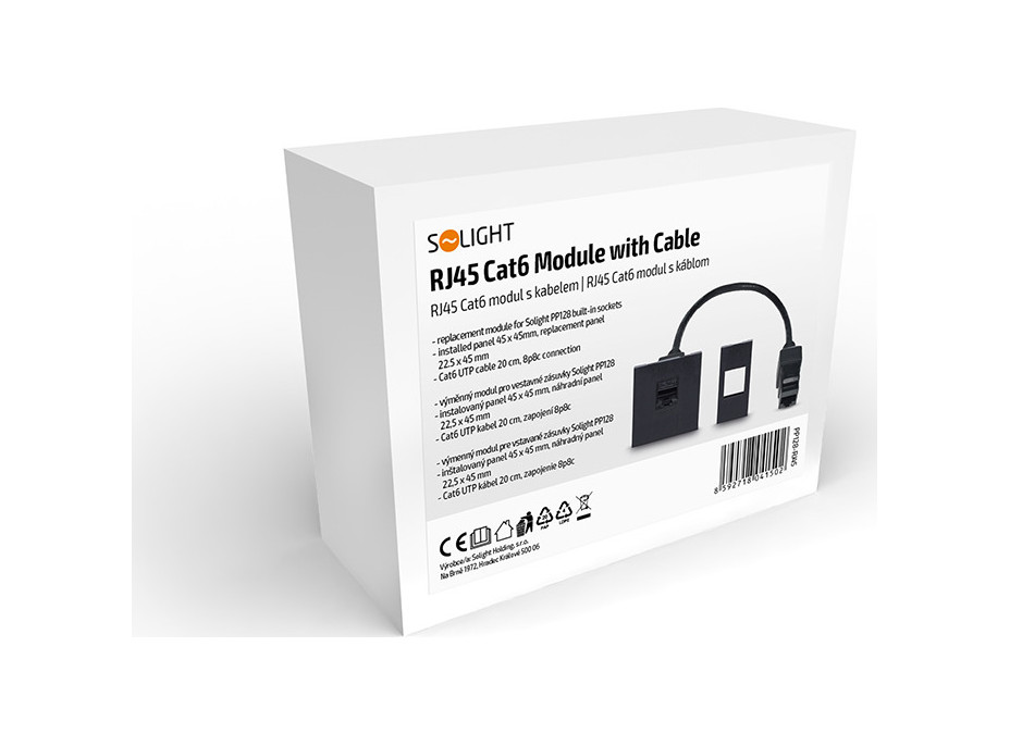 Solight RJ45 Cat6 doplňkový modul pro vestavné zásuvky série PP128