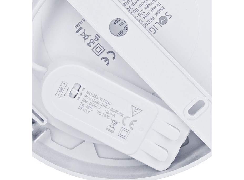 Solight LED mini panel koupelnový 2v1, 3CCT, podhledový/přisazený, 12W, 1020lm, IP54, stříbrná, kulatý