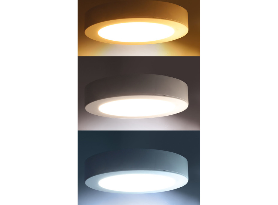 Solight LED mini panel koupelnový 2v1, 3CCT, podhledový/přisazený, 12W, 1020lm, IP54, bílá, kulatý