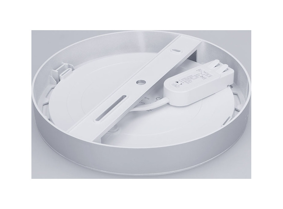 Solight LED mini panel koupelnový 2v1, 3CCT, podhledový/přisazený, 18W, 1530lm, IP54, stříbrná, kulatý