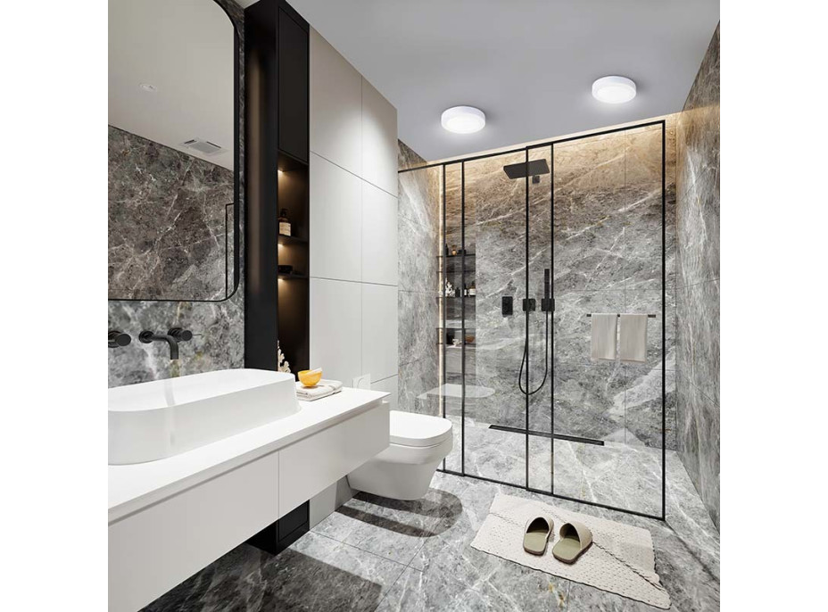 Solight LED mini panel koupelnový 2v1, 3CCT, podhledový/přisazený, 18W, 1530lm, IP54, bílá, kulatý