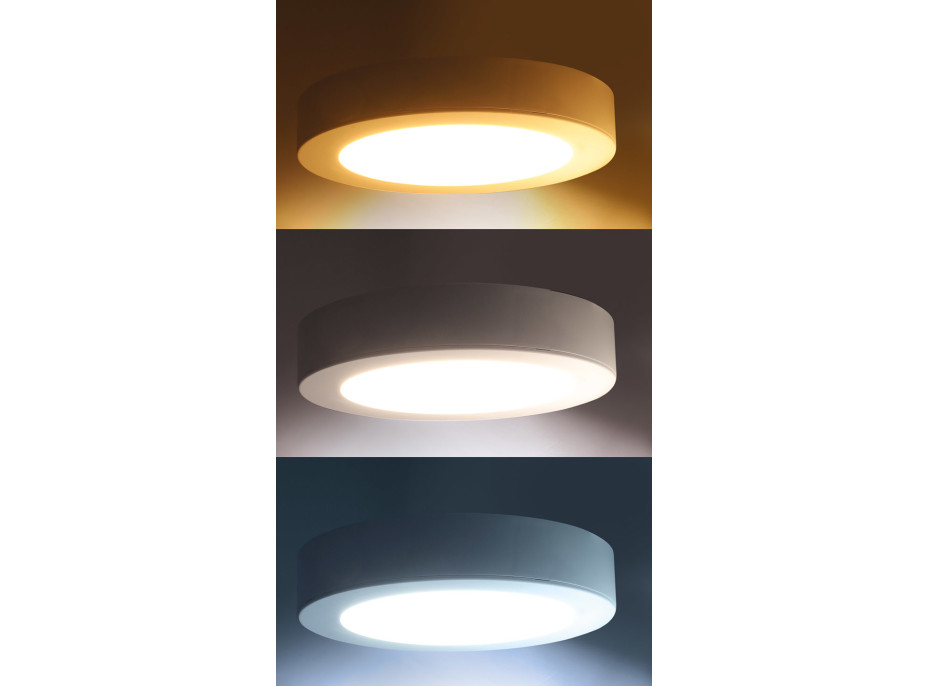 Solight LED mini panel koupelnový 2v1, 3CCT, podhledový/přisazený, 18W, 1530lm, IP54, bílá, kulatý