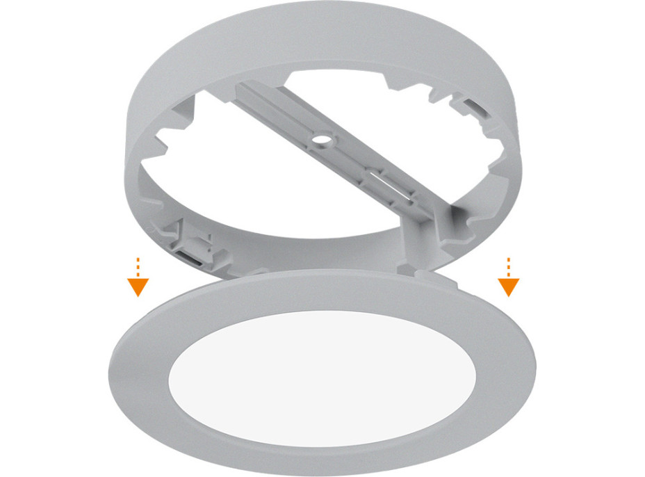 Solight LED mini panel koupelnový 2v1, 3CCT, podhledový/přisazený, 24W, 2040lm, IP54, stříbrná, kulatý
