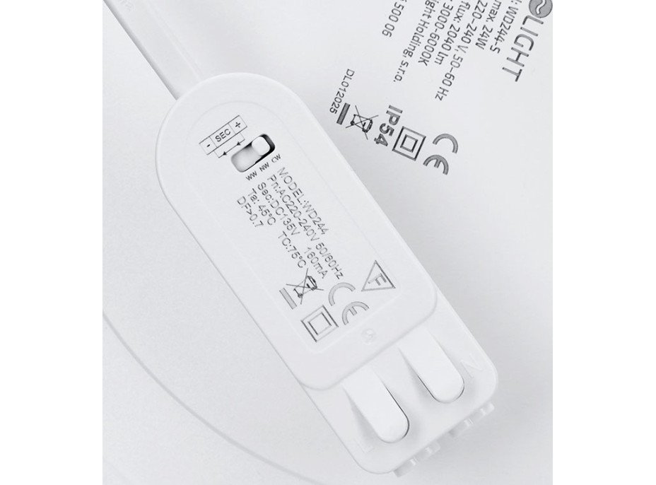 Solight LED mini panel koupelnový 2v1, 3CCT, podhledový/přisazený, 24W, 2040lm, IP54, stříbrná, kulatý