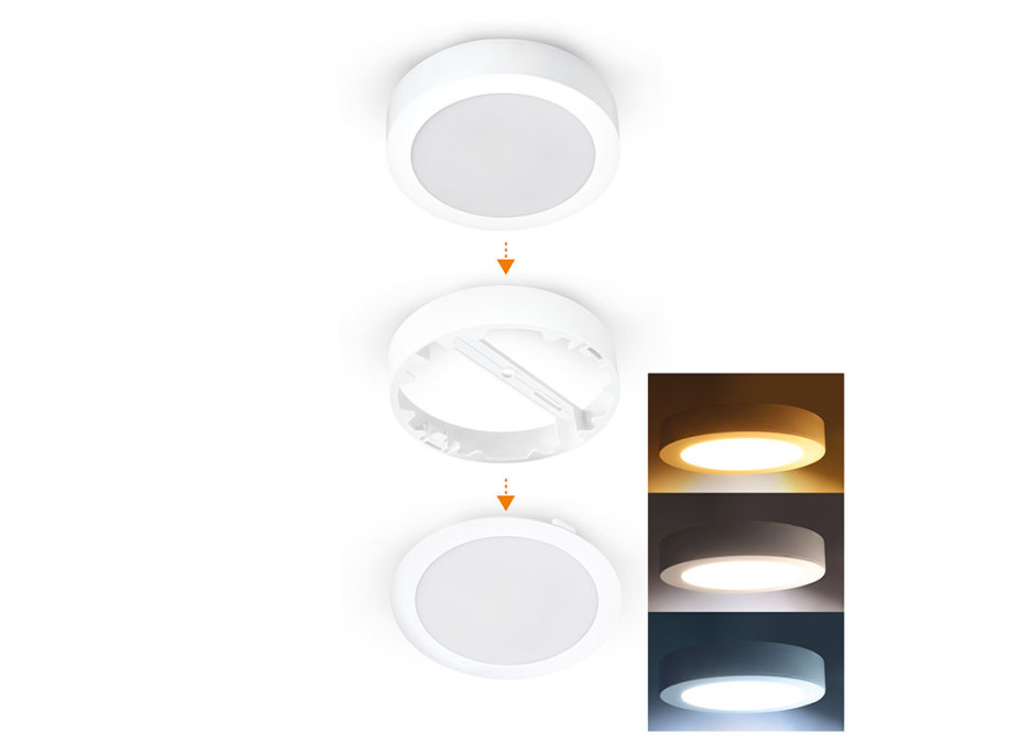 Solight LED mini panel koupelnový 2v1, 3CCT, podhledový/přisazený, 24W, 2040lm, IP54, bílá, kulatý