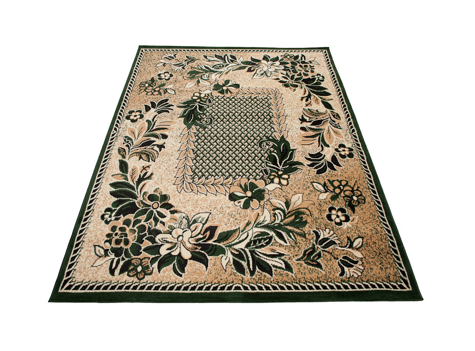 Kusový koberec ATLAS flora - tmavě béžový/zelený, 250x350 cm