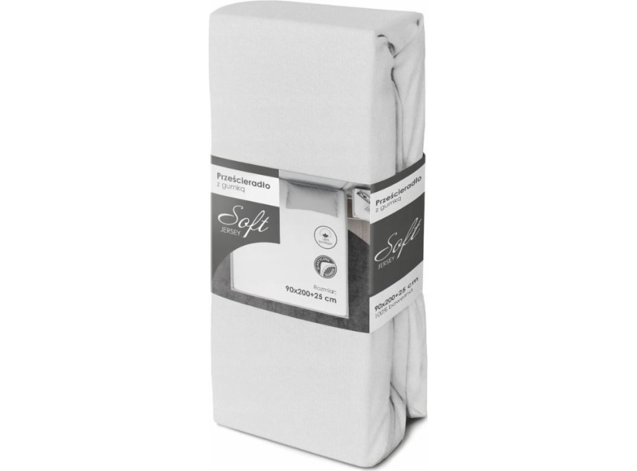 Jersey prostěradlo SOFT 200x90 cm + 25cm - bílé