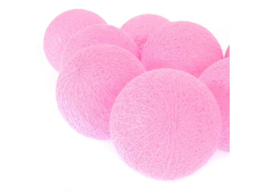 Bavlněné svítící kuličky LED 10 ks - růžové