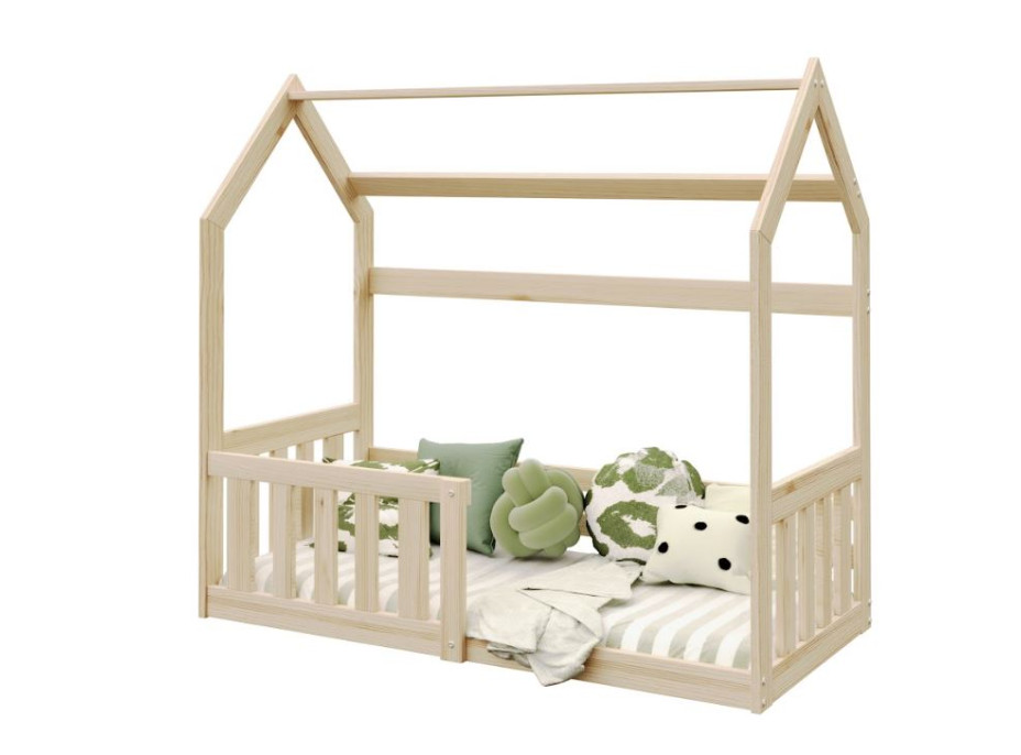 Dětská domečková Montessori postel z masivu borovice GOFFY - 190x80 cm - přírodní borovice