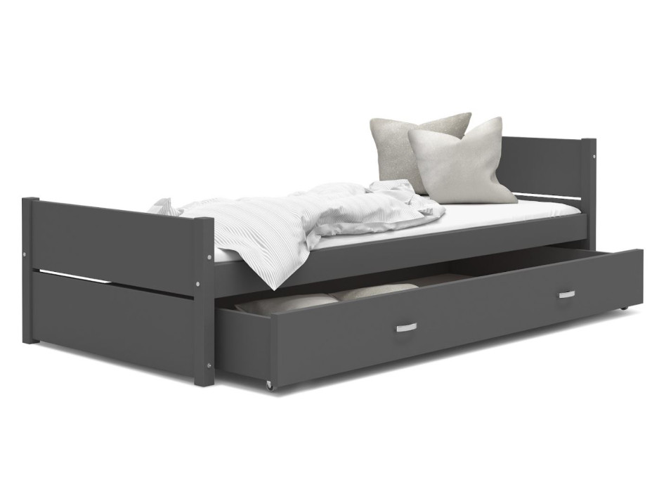 Dětská postel se šuplíkem TYMON - 200x90 cm - šedá/dub craft