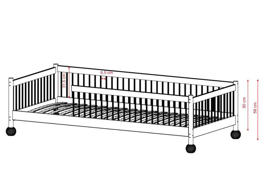 Dětská Montessori postel z masivu borovice STEVE - 200x90 cm - KAŠMÍROVÁ