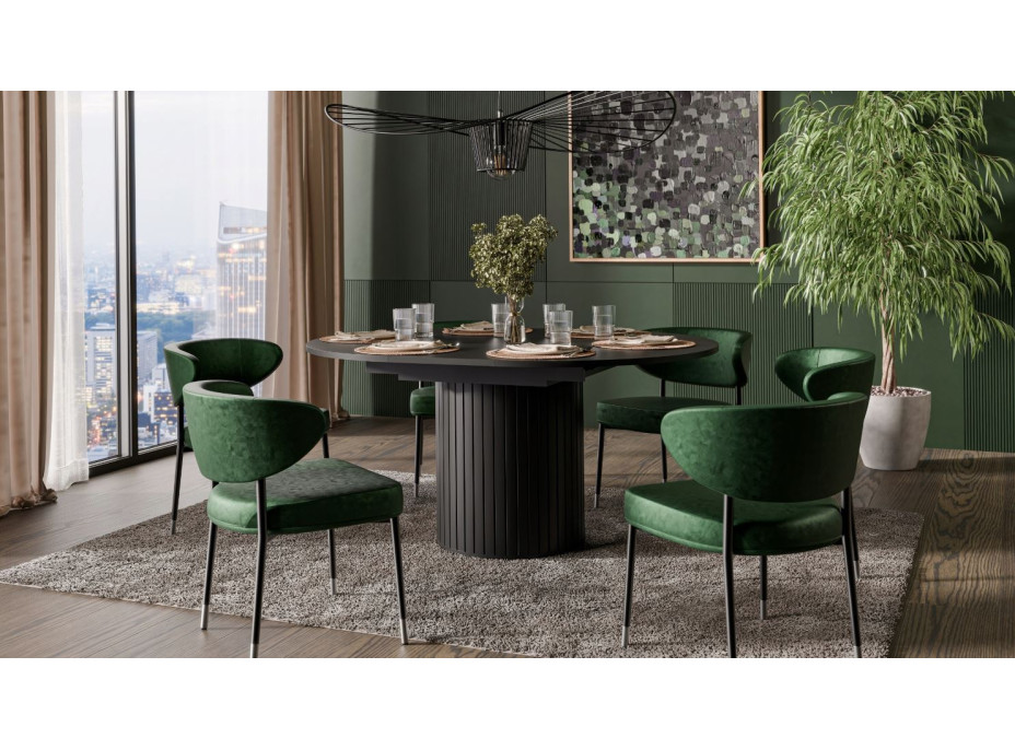 Rozkládací kulatý jídelní stůl ZANTE ZA9 - černý