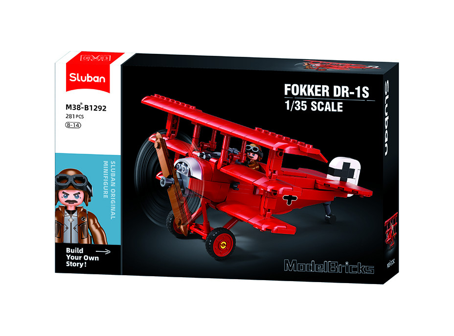 Sluban Model Bricks M38-B1292 Trojplošník Fokker DR-1 1.35