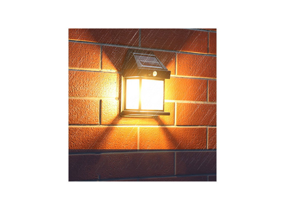Solight LED solární lucerna nástěnná, teplá bílá, 12x17cm, černá