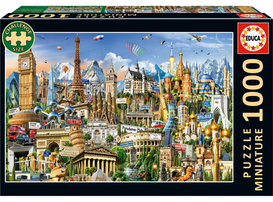 EDUCA Miniaturní puzzle Symboly Evropy 1000 dílků