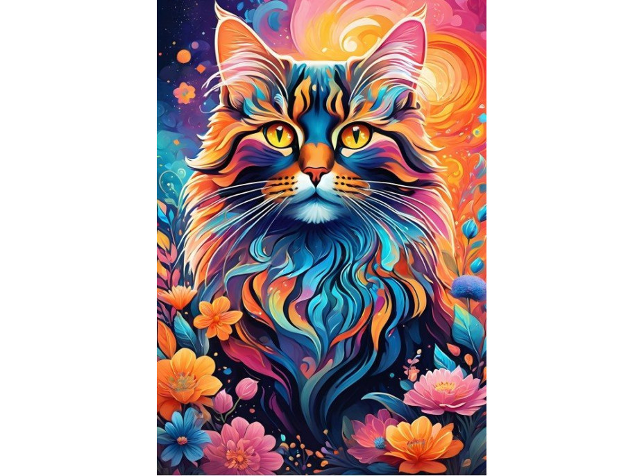 ALIPSON Puzzle Barevná kočka 1000 dílků