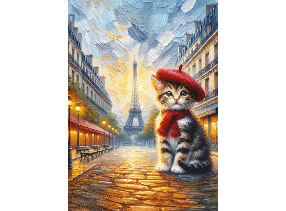 ART PUZZLE Puzzle Kočičí umělec v Paříži 260 dílků