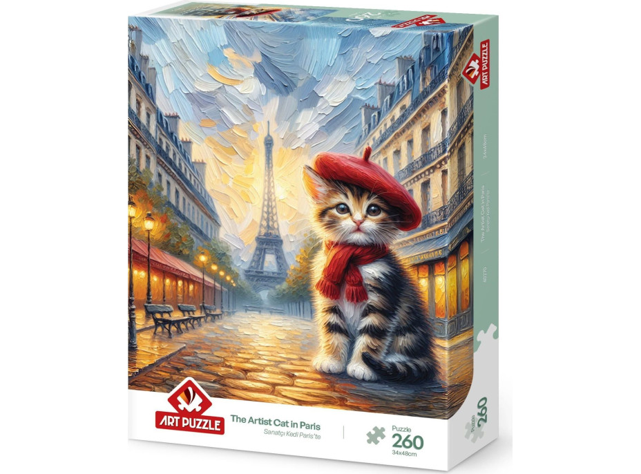 ART PUZZLE Puzzle Kočičí umělec v Paříži 260 dílků