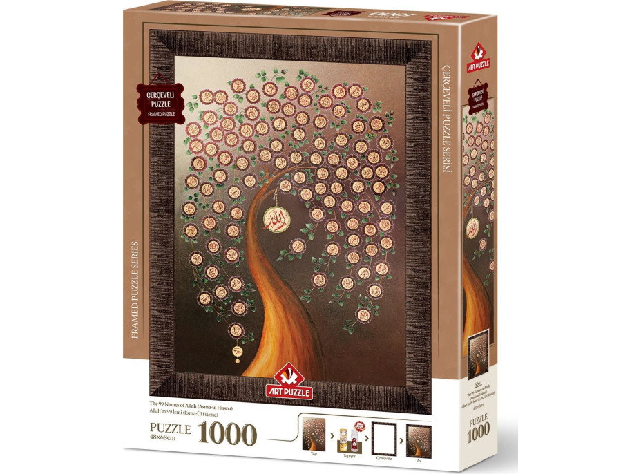 ART PUZZLE Puzzle s rámem a lepidlem 3v1 99 jmen Alláha 1000 dílků