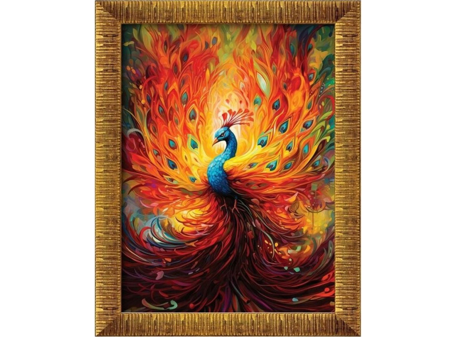 ART PUZZLE Puzzle s rámem a lepidlem 3v1 Barevný páv 1000 dílků