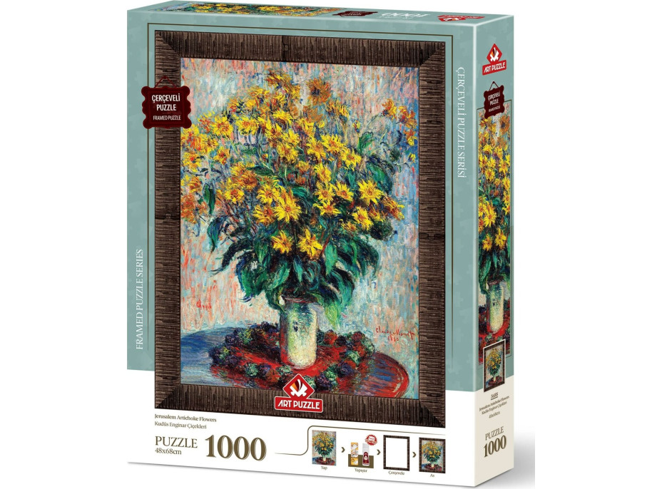 ART PUZZLE Puzzle s rámem a lepidlem 3v1 Květiny jeruzalémského artyčoku 1000 dílků