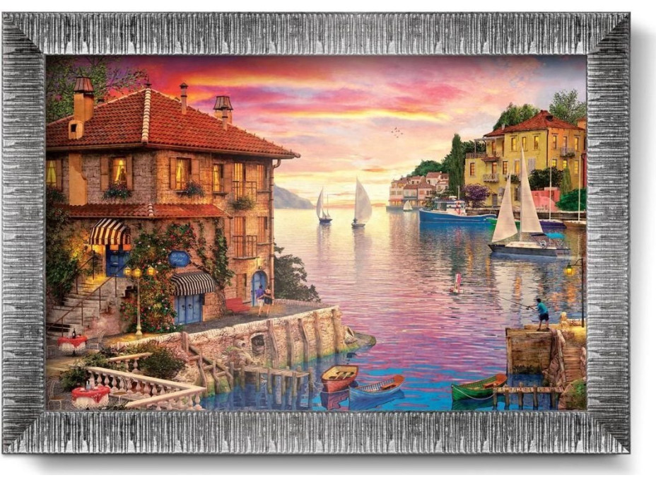 ART PUZZLE Puzzle s rámem a lepidlem 3v1 Středomořský přístav 1000 dílků