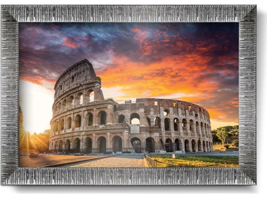 ART PUZZLE Puzzle s rámem a lepidlem 3v1 Západ slunce nad Koloseem 1000 dílků