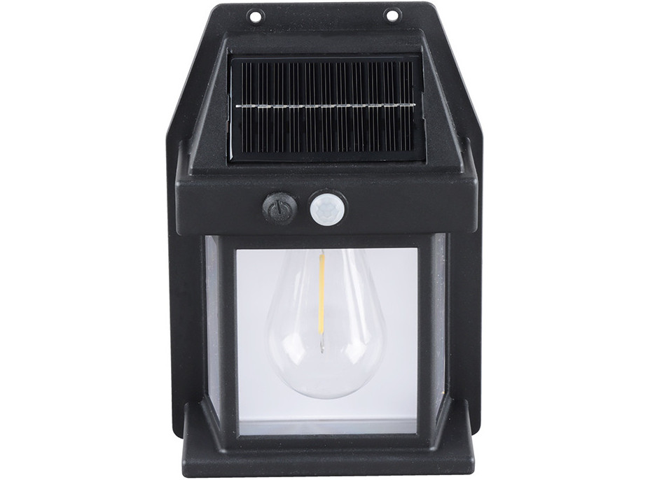 Solight LED solární lucerna nástěnná, teplá bílá, 12x17cm, černá
