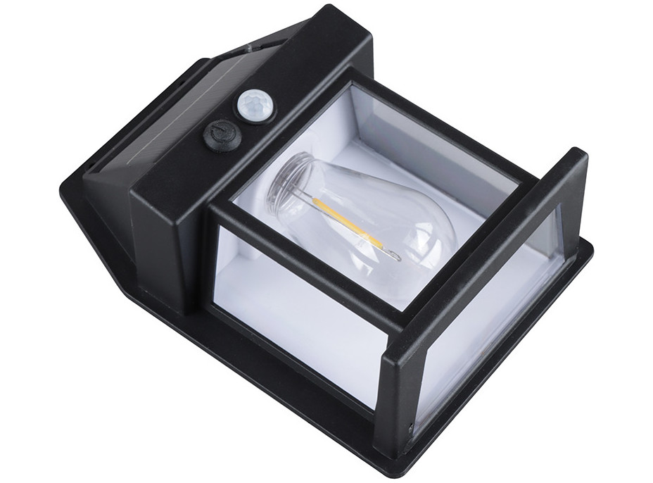 Solight LED solární lucerna nástěnná, teplá bílá, 12x17cm, černá