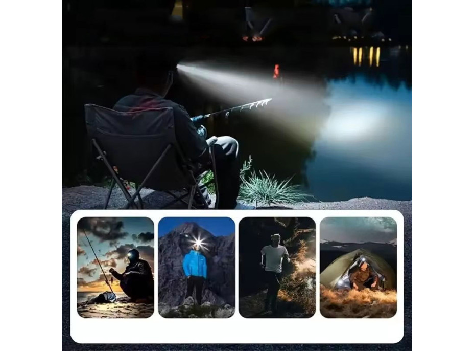 Solight LED čelová nabíjecí svítilna, 170lm, teplé+studené světlo, Li-Ion