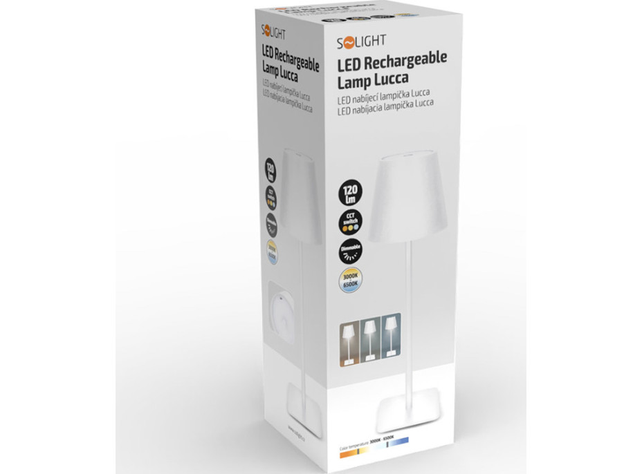 Solight LED nabíjecí lampička Lucca, 120lm, změna CCT, stmívání, bílá