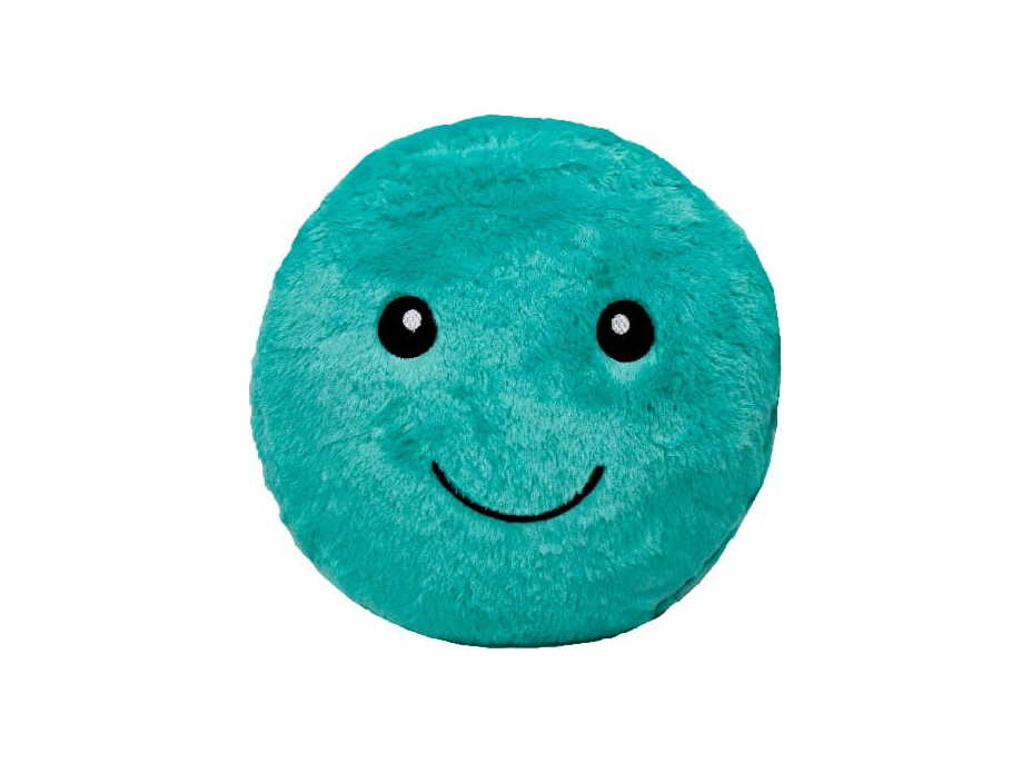 Dekorační kulatý polštář SUPER SMILE 45 cm - tyrkysový