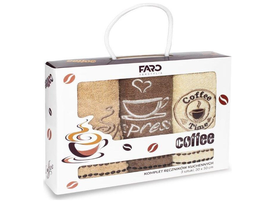 Sada kuchyňských ručníků 30x50 cm (3 kusy) - COFFEE