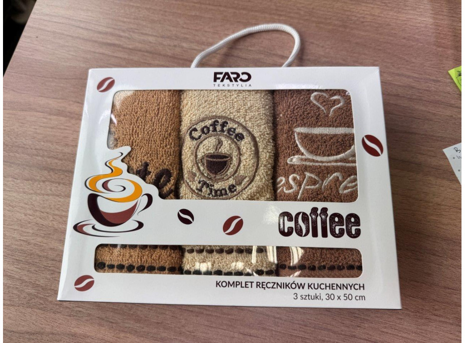 Sada kuchyňských ručníků 30x50 cm (3 kusy) - COFFEE
