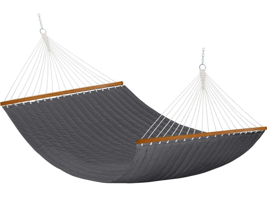 Závěsná houpací síť LUMO PREMIUM DUO prošívaná - 200x140 cm - šedá
