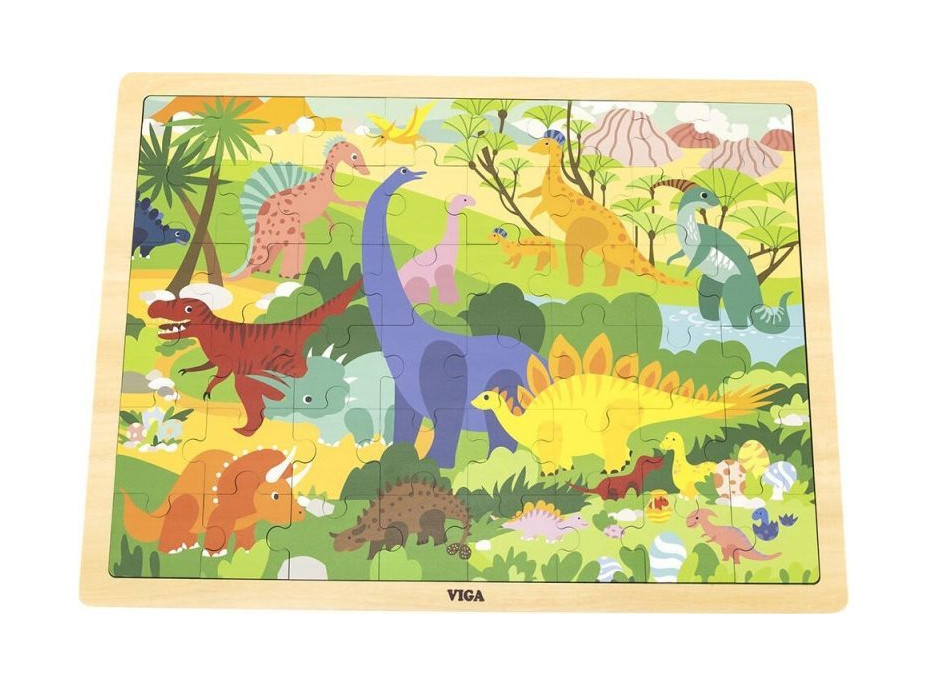 VIGA Dřevěné puzzle Svět dinosaurů 48 dílků