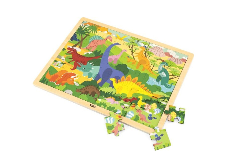 VIGA Dřevěné puzzle Svět dinosaurů 48 dílků
