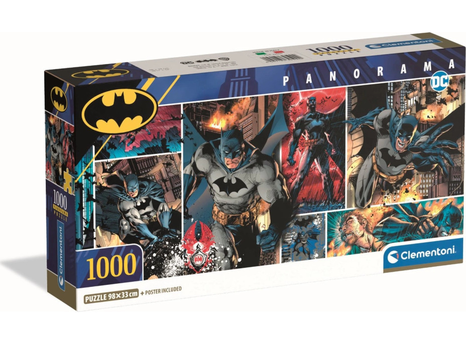 CLEMENTONI Panoramatické puzzle Batman 1000 dílků